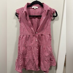 Red Gingham Sleeveless Dress